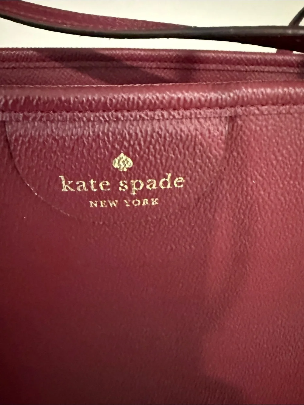 kate spade burgundy shoulder bag with gold logo